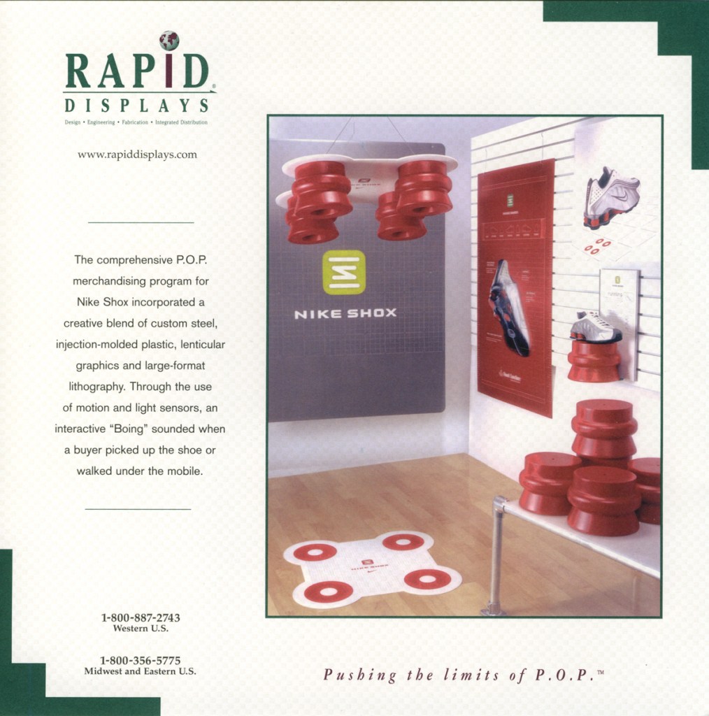 Page from Rapid Displays collateral featuring the Nike Shox Museum