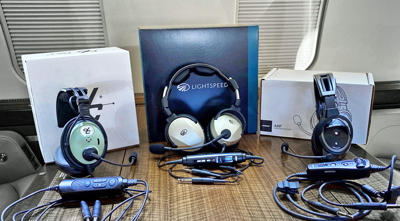 DC Pro, Lightspeed Zulu, and Bose A20 headsets and packaging